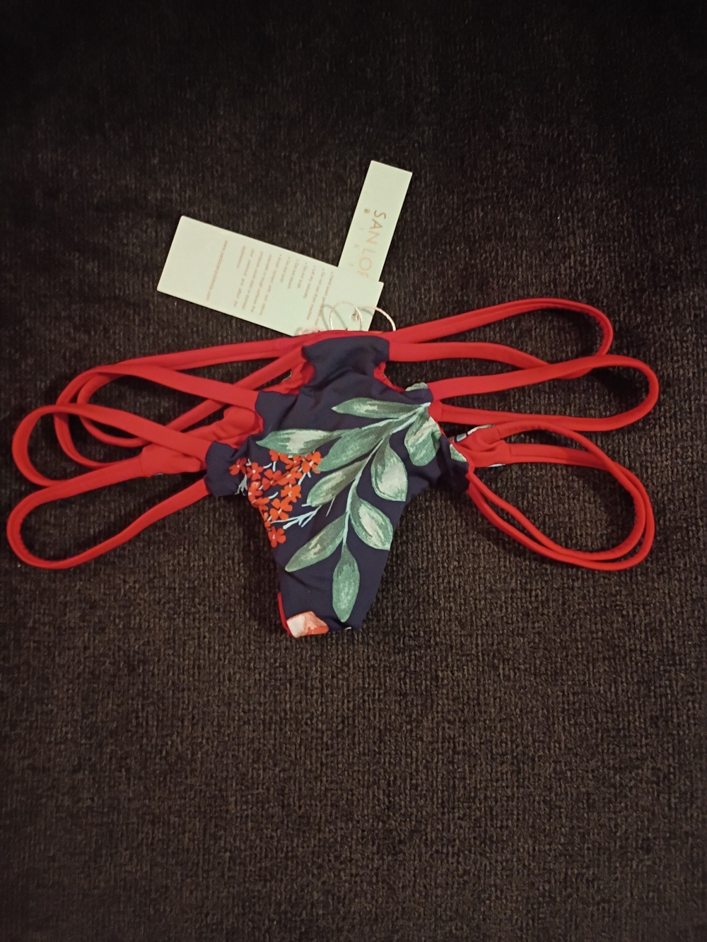 San Lorenzo Floral Navy & Red Strappy Bikini Bottom NWT!!!